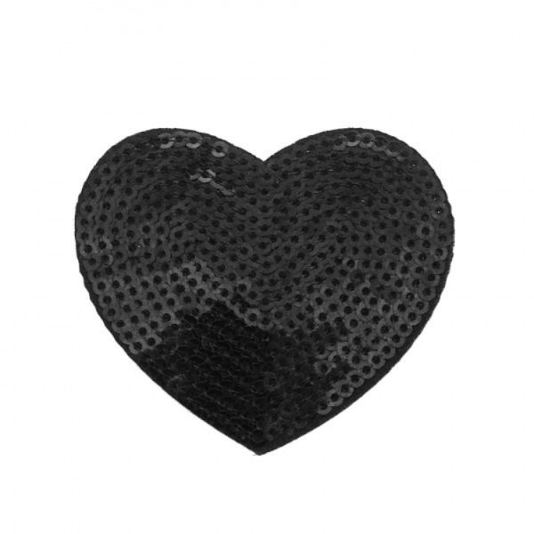 Pailletten-Applikation Herz schwarz ca. 6x5,5cm