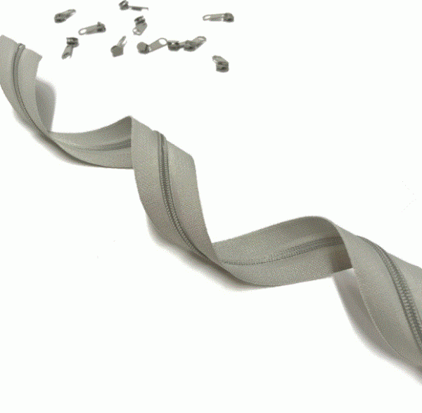 Endlosreißverschluss hellgrau(317), 3m mit 10 Zippern