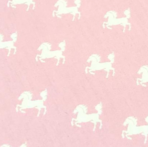 Patchworkstoff weiße Pferde auf rosa
