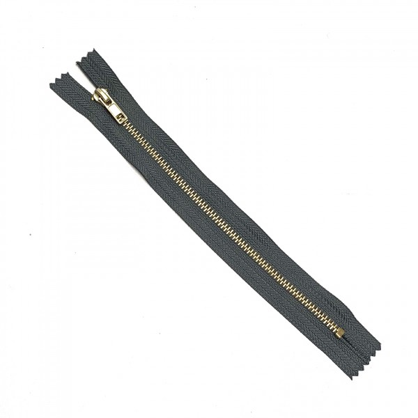 Reißverschluss ca.18cm dunkelgrau-gold