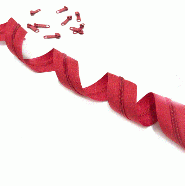 Endlosreißverschluss rot(148), 3m mit 10 Zippern