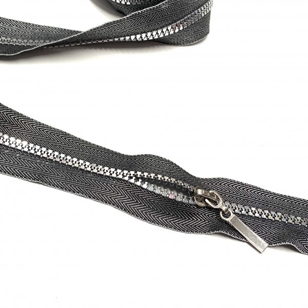 Endlosreißverschluss grau-silber, 3m mit 10 Zippern