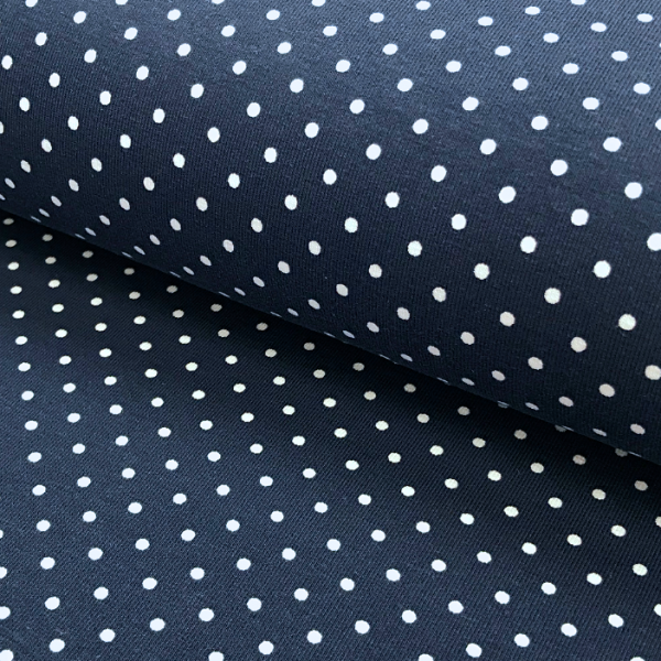 Jersey Punkte dunkelblau-weiß 008 Motivgröße Punkt ca. 3mm