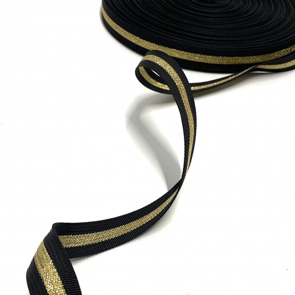 Glitzer-Gurtband Polyester schwarz, 25mm breit